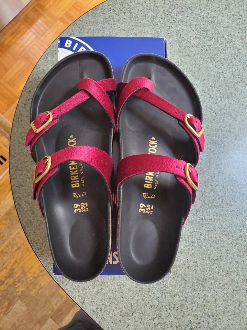 Like New - Birkenstock Women's Mayari Rivet Log Maroon - Size 39